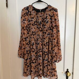 Sanctuary Black Floral Long-Sleeve Mini Dress